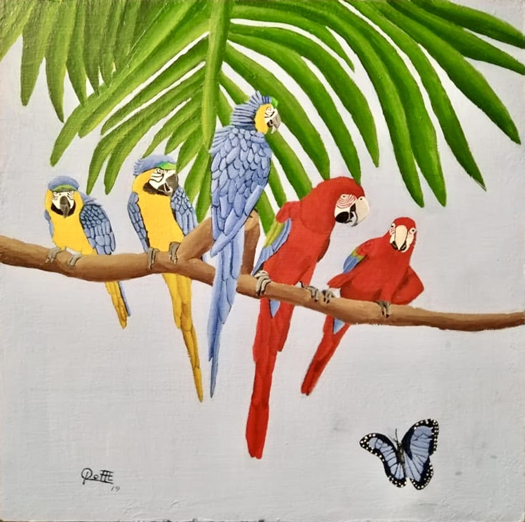 Guacamayas y Mariposa Azul