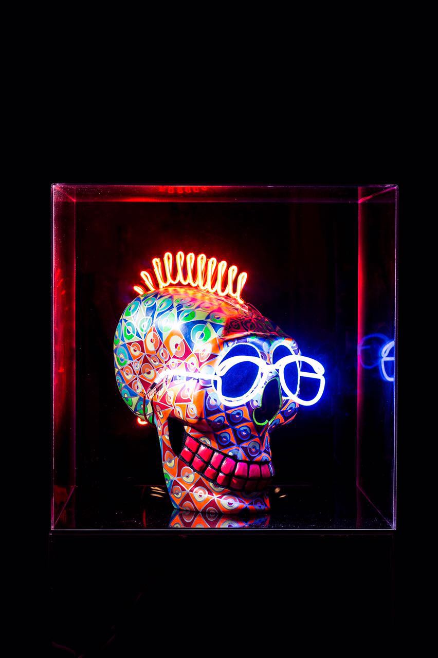 Neon Punk Skull