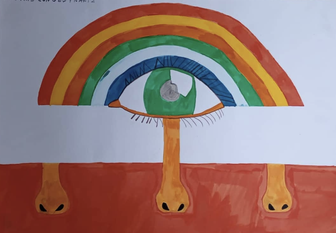 Arcoiris con ojo y nariz