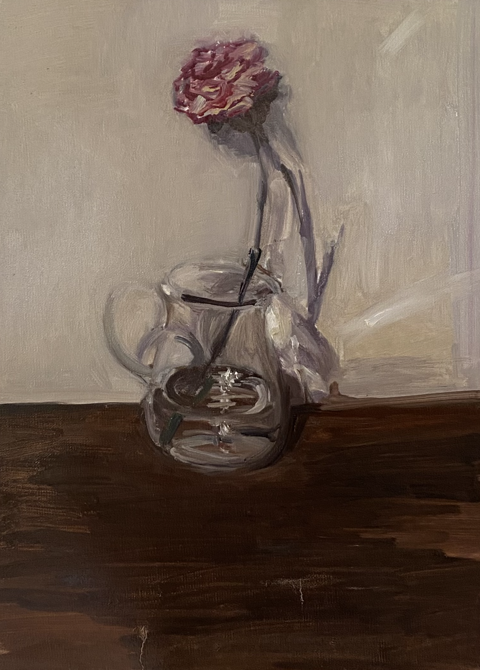 Jarro de vidrio con clavel (ii)