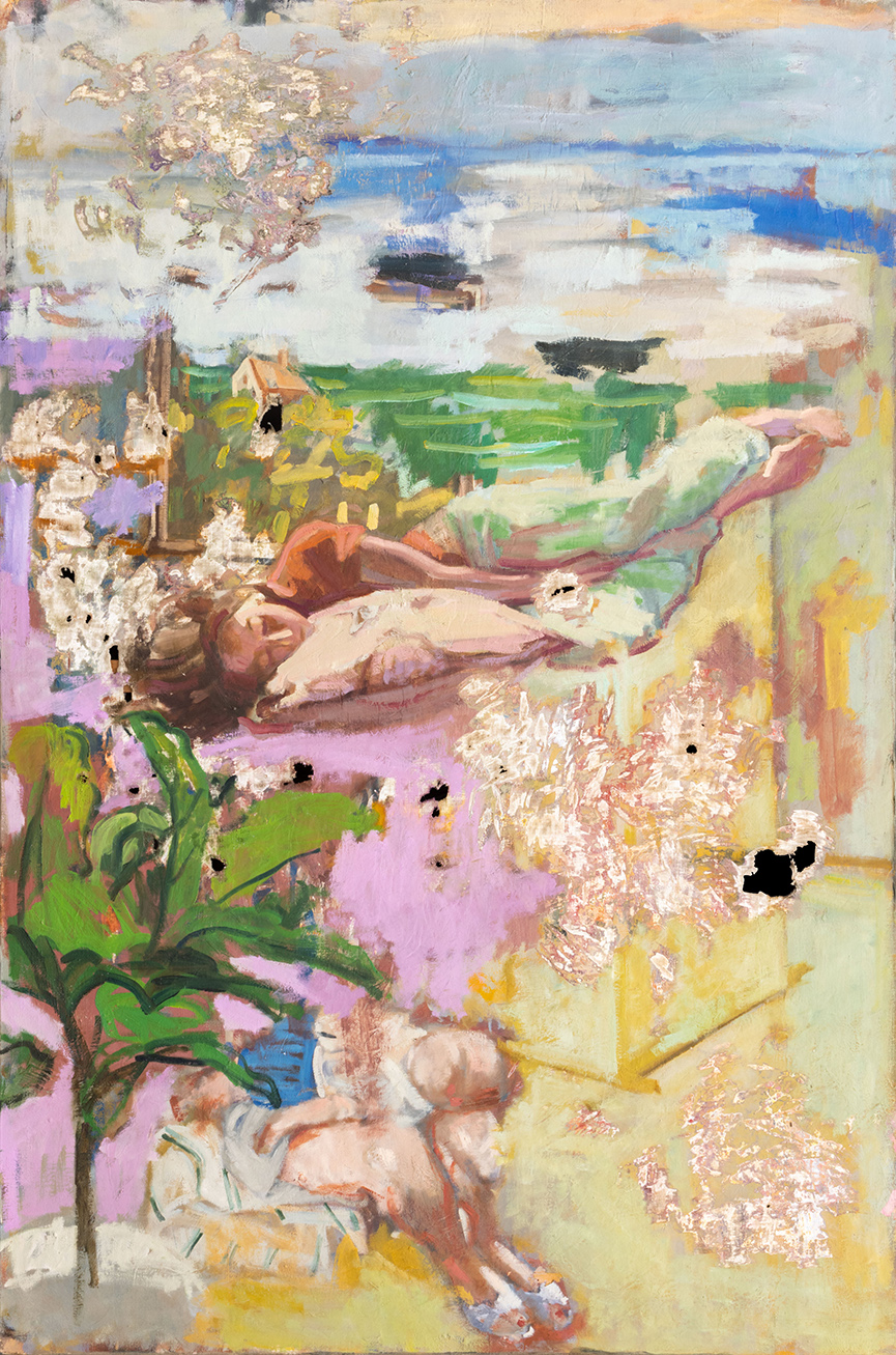 Interior con María dormida