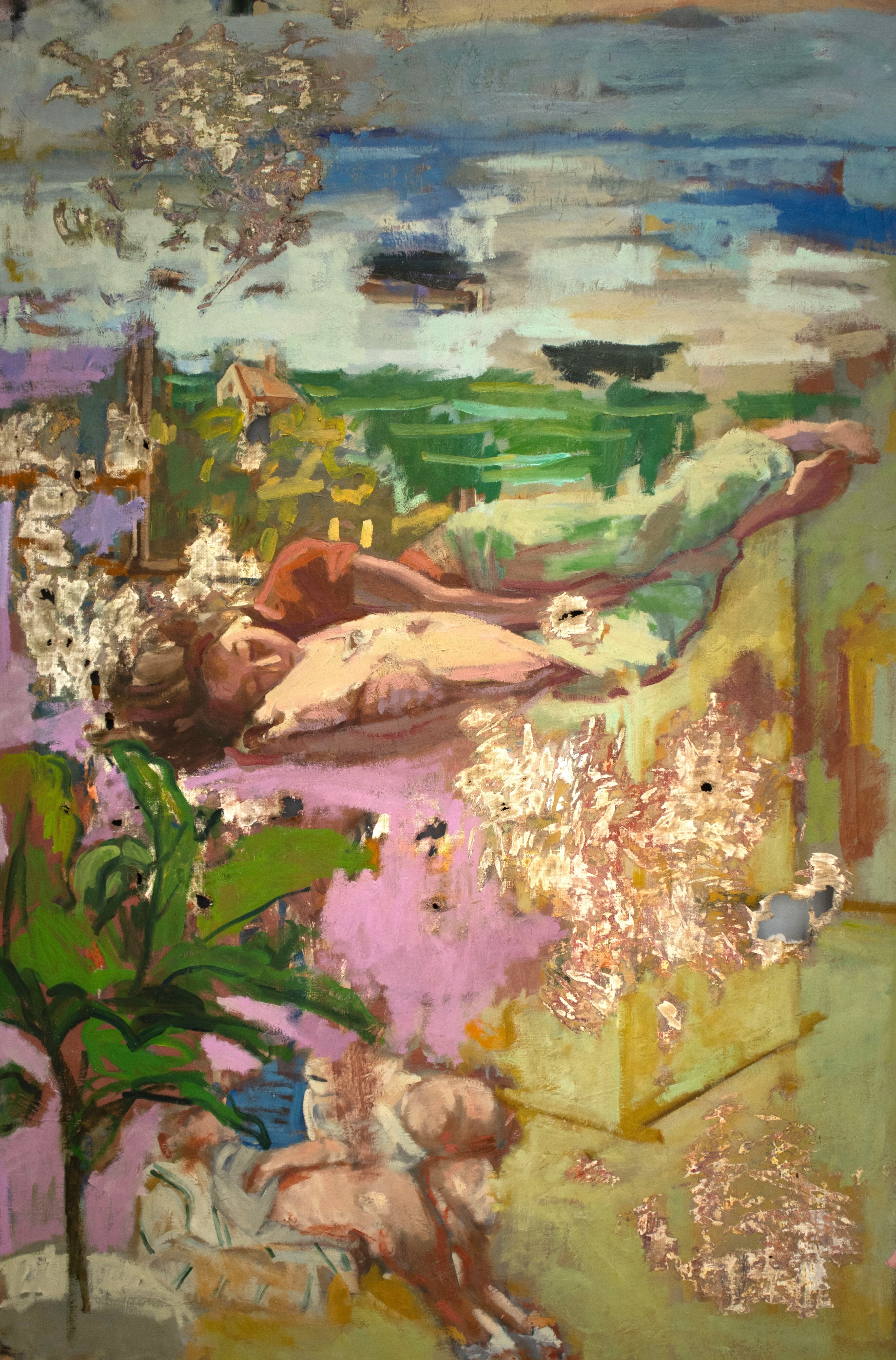 Interior con María dormida