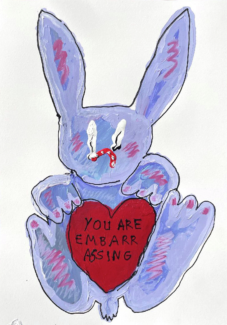 This stuffed rabbit is talking to you