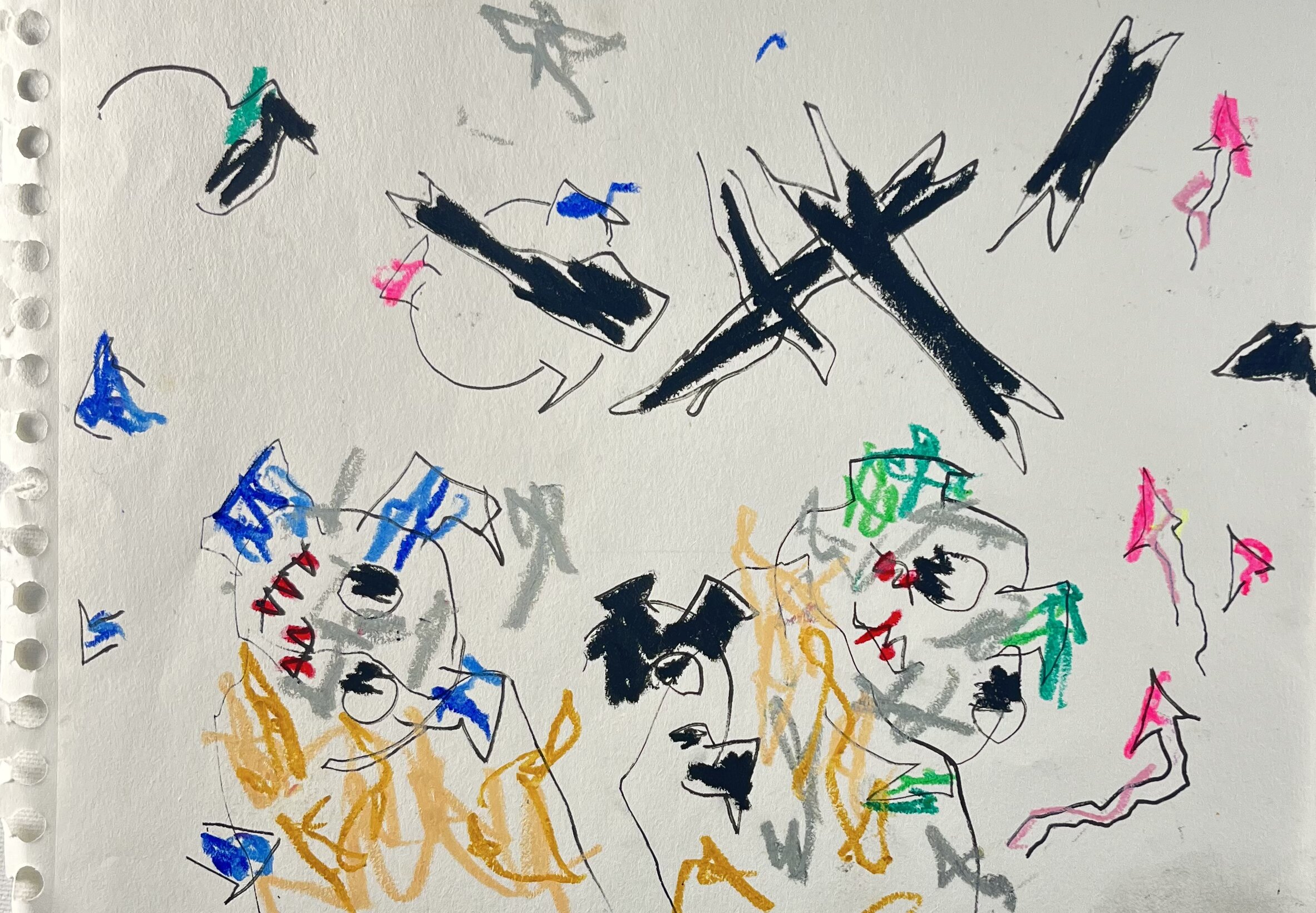 Happy heads playing in chaos