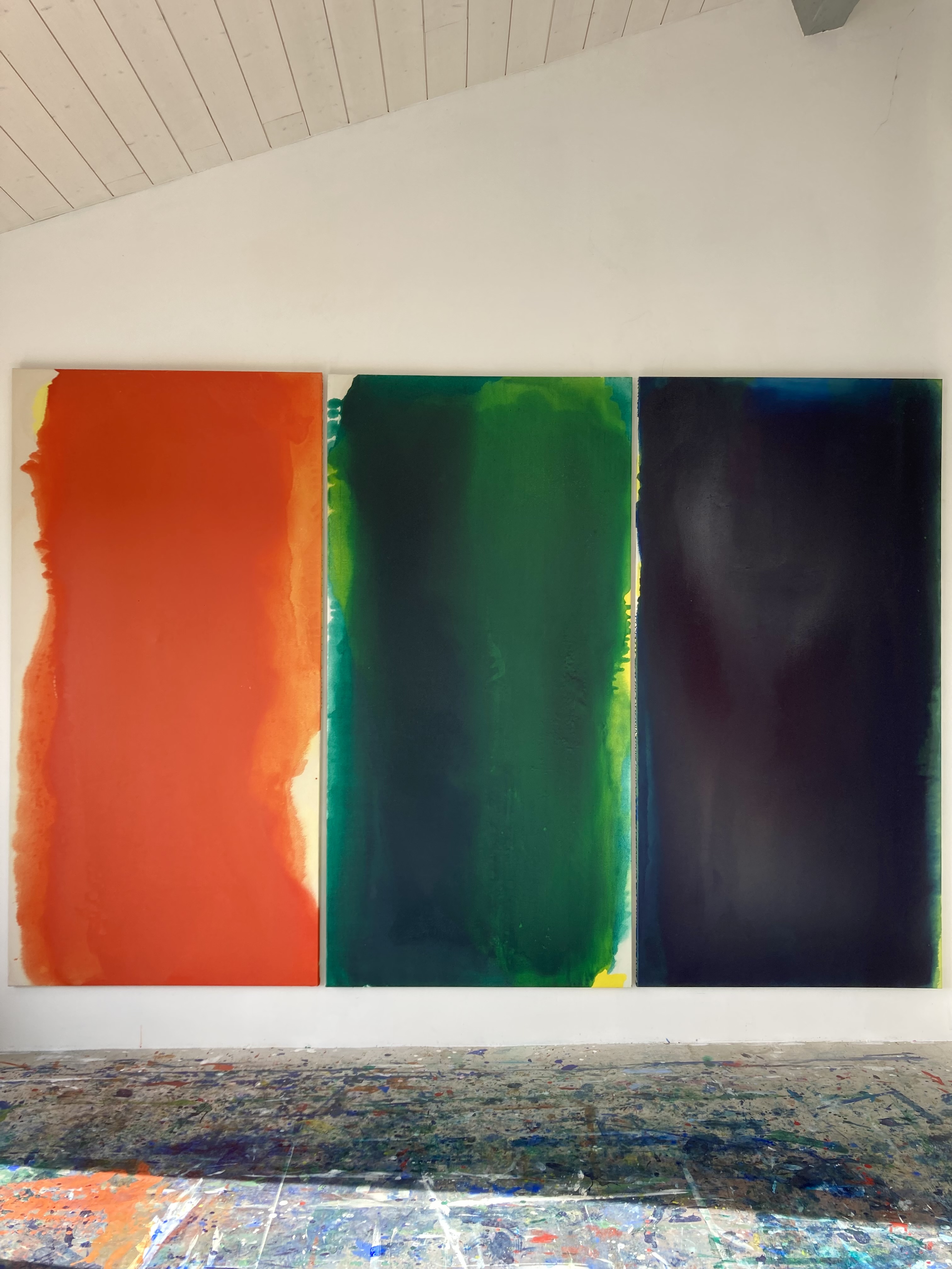 TRIPTYCH ORANGE GREEN PRUSSE 