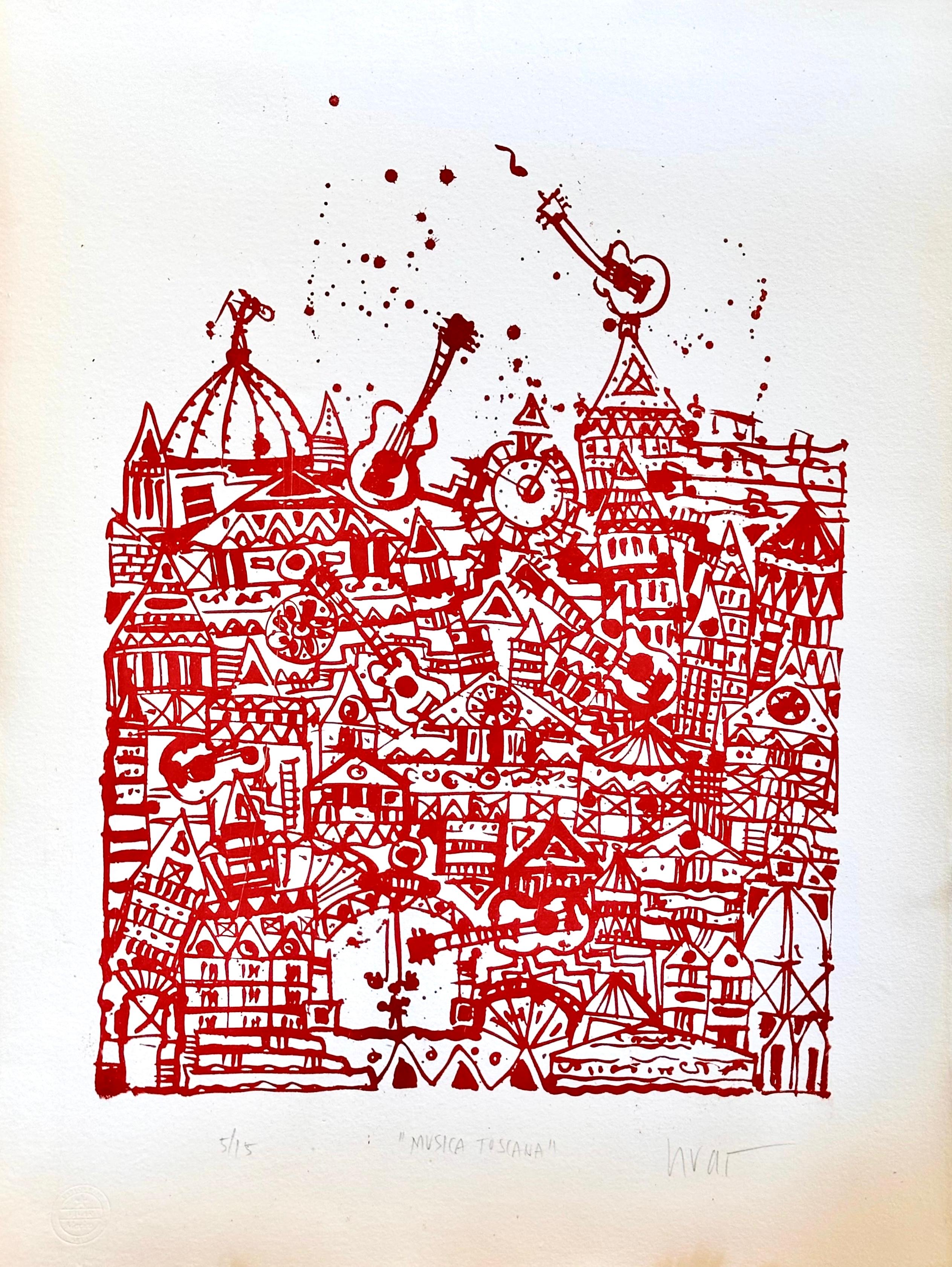 Musica Toscana 5/15, Serigrafía, 80 x 60 cm, por Carlos Vivar — Aura Galerías
