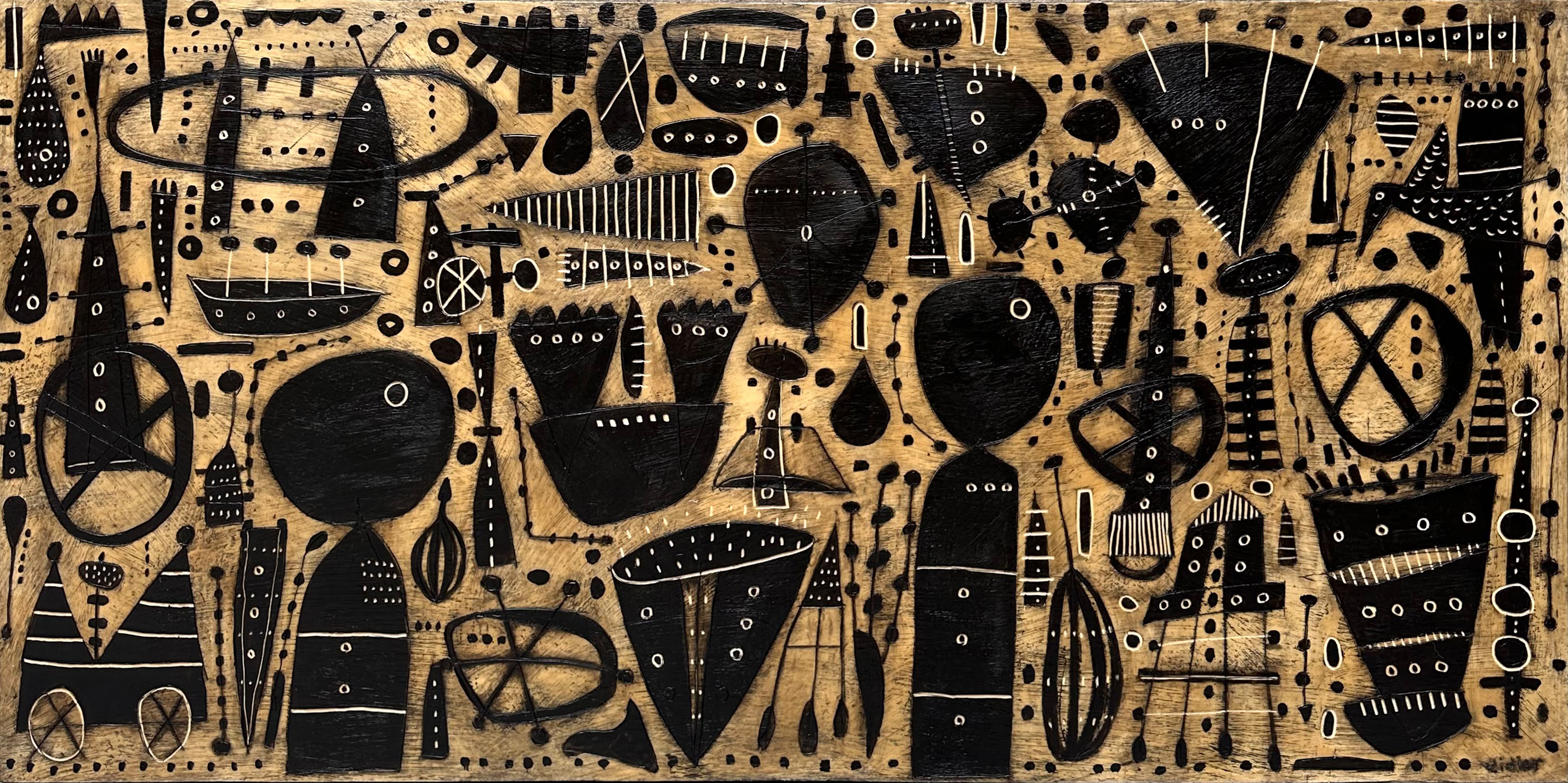 El Mole, Encausto y óleo sobre tela sobre madera., 100 x 200 cm, por Didier Mayés — Aura Galerías